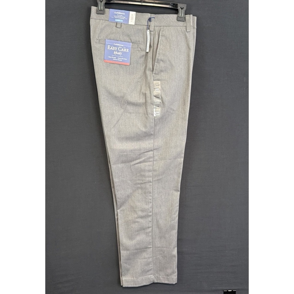 Croft & Barrow Easy Care Pants Mens 32x30 Charcoal Classic Fit Khaki Flat Front